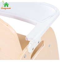 Chaise haute multifonctionnelle pour bébé avec ceinture de sécurité et plateau amovible pour bébé Siège en bois Montessori