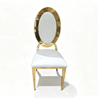 Chaise ovale en acier inoxydable doré, chaise de banquet de luxe pour mariage, chaise rembourrée blanche, mobilier pour événements