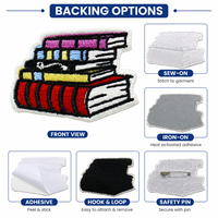 Patch brodé personnalisé en forme de pile de livres, thème lecture coloré, appliqué pour vêtements et sacs à dos, fabricant OEM en gros