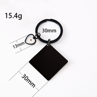 Ywyougang 4 Farben Edelstahl Blanko Quadratischer Schlüsselanhänger mit Mini-Herz Senfkorn-Charm Benutzerdefinierte Lasergravur Schlüsselanhänger Geschenk