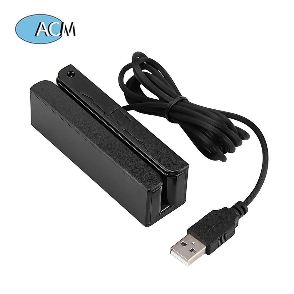 Mini USB Magstripe 3-Melacak Sistem POS Kartu Kredit Hi Lo Co Scanner Menggesek Magnetic Stripe Card Reader