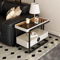 Ensemble de rangement pour salon, style italien moderne minimaliste, cadre en bois, dessus en verre, multifonctionnel, pour petit espace