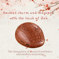 Lecteur de chants bouddhistes en bois grainé, audio de méditation zen, esthétique classique, cadeau oriental, dispositif de prière bouddhiste