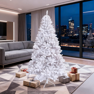 Trắng Sang Trọng PVC/Pe Thông Sợi Quang Cây Giáng Sinh Với Đầy Sao Phát Sáng Đèn Cho Bàn Bầu Không Môi - Product Image 3