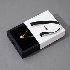 맞춤형 작은 판지 목걸이 그리기 보석 포장을위한 검은 거품과 선물 보석 포장 상자