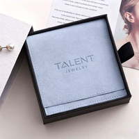 Coffret cadeau en velours noir rigide avec logo personnalisé, avec insert en pochette douce pour collier de perles, boucles d'oreilles, bracelet