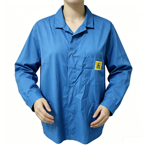 Combinaison <span class=keywords><strong>antistatique</strong></span> ESD avec pantalon, col rabattable, lavable et réutilisable, à fermeture éclair, anti-poussière, pour salle blanche et laboratoire, vente en gros - Product Image 1