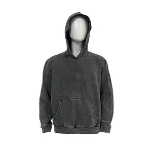 Hoodie ağır ağırlık vintage kazak Vintage asit yıkama büyük boy erkekler pamuk siyah asit taş yıkama hoodies ağır hoodie