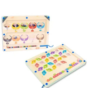 Magnetic Color and Number Maze Double-side 2 em 1 Board Matching and Emparelhamento Desktop Game for Kids Ostacle Superação