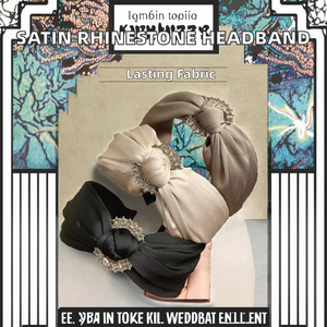 Serre-têtes de luxe pour femmes 2025 – Accessoires capillaires élégants en satin à bord large orné de strass avec breloque, 14 cm - Product Image 2