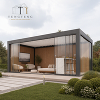 Pergola bioclimatique en alliage d'aluminium imperméable avec structure thermolaquée, fonctionnement motorisé ou manuel et dimensions 4x3 pour l'extérieur
