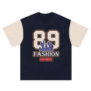 Fabricante Campus estilo dos tonos Patchwork cuello redondo ajuste Regular logotipo personalizado camiseta - Product Image 1