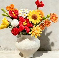 Bouquet de fleurs artificielles en peluche douce en polyester fait main, tournesol et tulipe, pour la décoration de la maison, de mariage et de remise de diplôme
