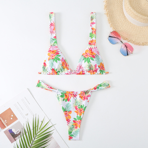 NEW OEM Sexy Solid Color Printing Bandage Backless Two Piece Bikini Beachwear Halter Women <strong>Swimsuit</strong> Custom Ladies Swimwear - Product Image 3