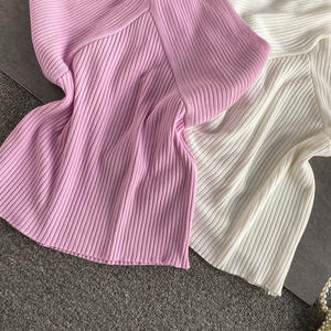 Camiseta sin mangas sexy de punto con cuello cruzado y hombros descubiertos para mujer - Top chaleco de moda de doble uso - Product Image 3