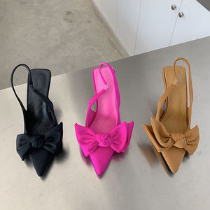 Summer Butterfly-Knot Fashion Pointed Toe Pumps Sweet Solid Thin Heel Party Casual Size 35-41 Women High Heel - Product Image 2
