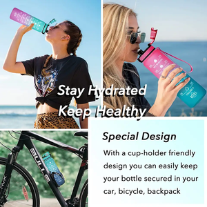 32oz Leakproof Drinking Gym Time Marker <strong>Water</strong> <strong>Bottle</strong>, Motivational Plastic <strong>Water</strong> <strong>Bottles</strong> <strong>Carry</strong> <strong>Strap</strong> <strong>for</strong> Fitness, Outdoor Sports - Product Image 6