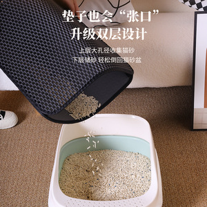Double Layer <b>Cat</b> Litter Mat Rectangle Black Anti-Slip Waterproof For <b>Cat</b> Open Toilet Size S M L XL - Product Image 3