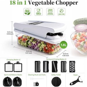 Gadget de cuisine, plusieurs spécifications. Coupe-légumes multifonctionnel manuel 22-en-1 à 8 lames, hachoir et trancheuse de légumes - Product Image 2