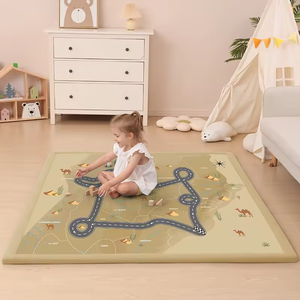 Soft Playful <strong>Kids</strong> Traffic Play Rug Printed Coral Fleece Mat Pet-Friendly Non-Shedding Educational Children Play Floor Mats - Product Image 1