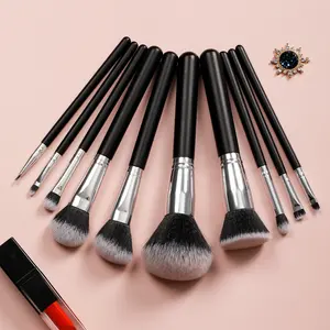 China Vendor Amazon Best Sell 10 Pieces Makeup Brush Set Wholesale Vendors Professional、Black Brush Makeup Set Manufacturers