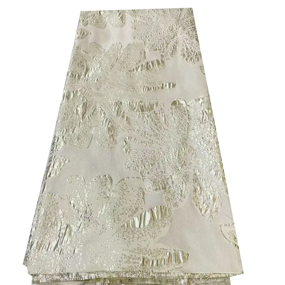 Mooie Afrikaanse Kant Witte Jacquard Weefsel Jacquard Brokaat Voor Vrouwen Jurk Ml91n05