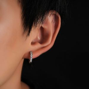 Pendientes de Aro Hipoalergénicos con Cristales de Zirconia para Hombre, Pendientes de Aro Redondos Románticos de Lujo, Joyería Fina para Fiestas - Product Image 2