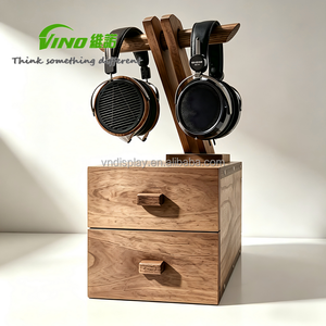 ที่วางหูฟังไร้สายแบบโบราณทำมือจากไม้สองด้าน พร้อมลิ้นชัก - Product Image 1