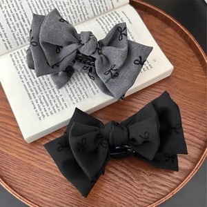 Nouvelles pinces à cheveux grises style ballet avec nœud, pinces banane et pinces à queue de cheval haute, accessoires mignons pour coiffure chignon - Product Image 2