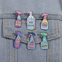 Al por mayor: Pines de solapa de esmalte metálico coloridos, con diseños de amor, ansiedad, spray, dibujos animados y creativos, personalizados para decoración de mochilas y sombreros