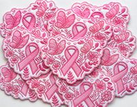 Patchs brodés ruban rose pour le cancer du sein, thermocollants, appliques à presser à chaud, prix de gros, vente chaude