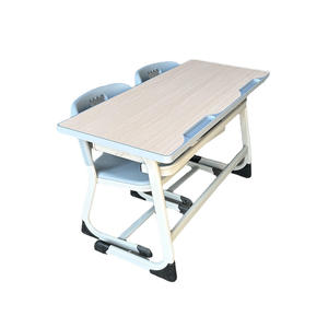Bureau de formation personnalisé moderne à double siège en métal pour étudiants avec chaise d'école pour chambre à coucher conférence école Cram tutorat - Product Image 1