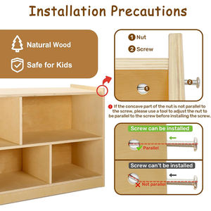 5 sections grand espace de stockage facile à assembler en bois bibliothèque pour enfants pour les tout-petits de 1 à 5 ans chambres pour enfants salle de classe salle de jeux - Product Image 6