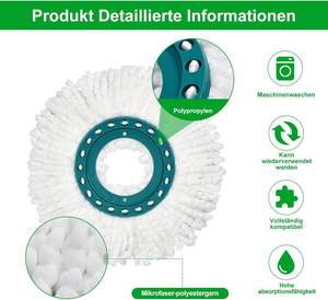 Vadrouille de remplacement compatible avec le système de vadrouille <span class=keywords><strong>Leifheit</strong></span> Clean Twist Disc 360 Spin Magic Mop pour tous les types de sols - Product Image 3