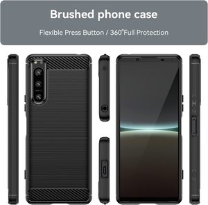 Funda Protectora para Teléfono Sony Xperia 1 5 10 <span class=keywords><strong>II</strong></span> III IV V, Diseño de Fibra de Carbono, TPU Suave, Antigolpes y Anti Caídas - Product Image 4