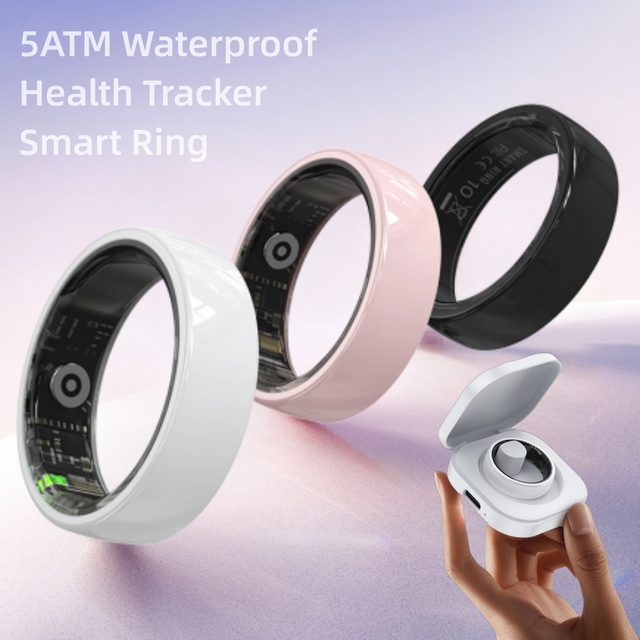 2026 Ceramic Material Couple Smart Ring 5ATM Waterproof Fitness Tracker for Men Women Health App Control Android R12 Smart Ring