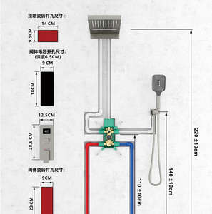 Ensemble de <span class=keywords><strong>douche</strong></span> thermostatique STOTS Soft Jet Massage <span class=keywords><strong>en</strong></span> laiton poli, encastré mural, pour salle de bain d'hôtel - Product Image 3
