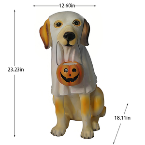 Promotion Stock : Figurine en Résine <span class=keywords><strong>Chien</strong></span> Fantôme Effrayant et Citrouille pour Fête d'Halloween – Centre de <span class=keywords><strong>Table</strong></span> Décoratif Intérieur/Extérieur - Product Image 4