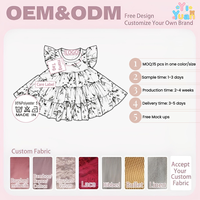 Robe à volants florale pour petites filles, col rond, manches bouffantes, imprimé floral aquarelle, robe de fête quotidienne pour enfants, impression de logo personnalisée