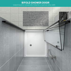 Bi-Fold vòi hoa sen cửa-34 "W x 72" H, Frameless với 1/4 "rõ ràng Tempered Glass đánh bóng Matte Đen - Product Image 2