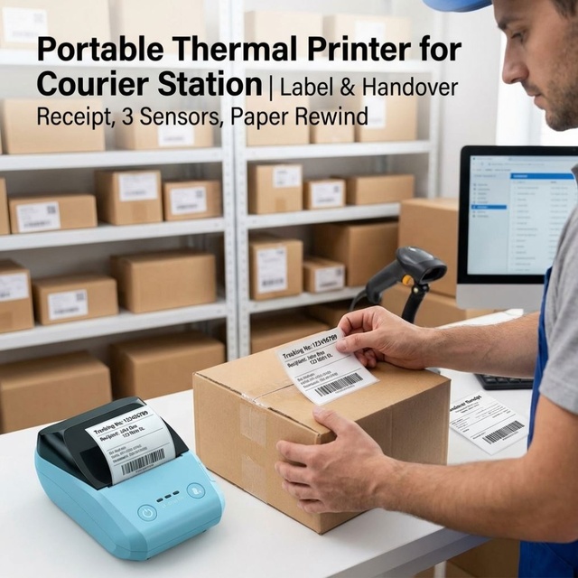 Mini Receipt Thermal Portable Sticker Barcode Printer for Android IOS Windows Office Unix Compatible and for Takeaway Catering