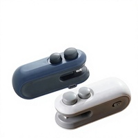 Mini-scelleuse thermique 2-en-1 rechargeable USB, scelleuse de sacs de conservation alimentaire, machine à sceller portable bicolore blanc-bleu
