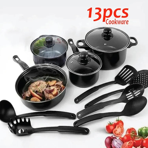 Precio barato de fábrica 13 piezas de cocina ollas y sartenes antiadherentes juegos de utensilios de cocina cazuela suministros de cocina - Product Image 2