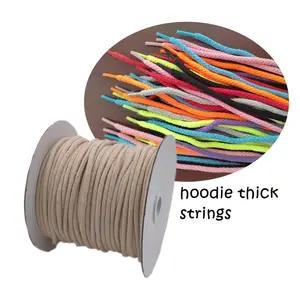 6mm algodão cadarços várias cores cordão termina hoodie cordas grossas preto branco cordão