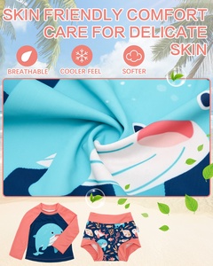 Pakaian Renang Lengan Panjang UPF50+ untuk Bayi Desain Fashion Baju Renang OEM ODM Set Pakaian Renang Anak Perempuan Laki-laki Baju Renang 2 Potong untuk Berenang 0-3 Tahun - Product Image 3