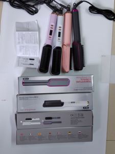 Brosse lissante électrique en céramique à LED avec peigne, utilisation humide/sèche, prise en charge de la langue espagnole - Product Image 6