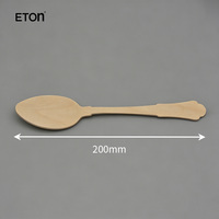 Cuillères à soupe en bois biodégradables écologiques, style baroque vintage premium, manche long de 200 mm en bois de bouleau