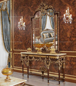 Console stile <span class=keywords><strong>barocco</strong></span> vittoriano <span class=keywords><strong>tavolo</strong></span> <span class=keywords><strong>oro</strong></span> e nero arredamento per la casa <span class=keywords><strong>tavolo</strong></span> ingresso di lusso con specchio soggiorno - Product Image 5