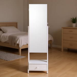 Espejo de cuerpo entero con gabinete para joyas y almacenamiento, organizador de madera blanca para uso doméstico, de Db Wholesale. - Product Image 2