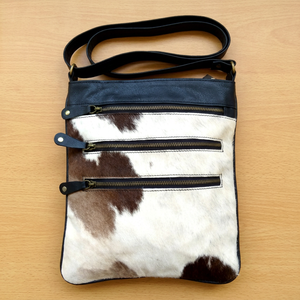 Sac à main en cuir de vache véritable, style western, multi-usages, sacs élégants, sacs à bandoulière unisexes en cuir de vache à poils - Product Image 1